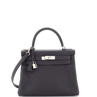 Hermes Kelly Handbag Brown Togo with Palladium Hardware 28