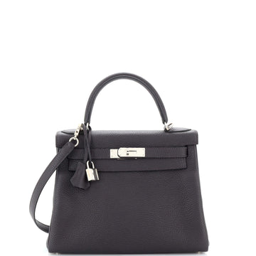 Hermes Kelly Handbag Brown Togo with Palladium Hardware 28