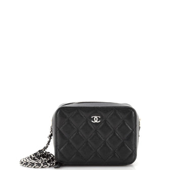 Chanel Square CC Chain Camera Bag Quilted Caviar Mini