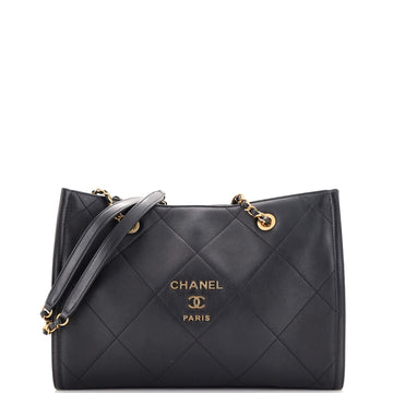 Chanel Metal Logo Shopping Tote Quilted Calfskin Large