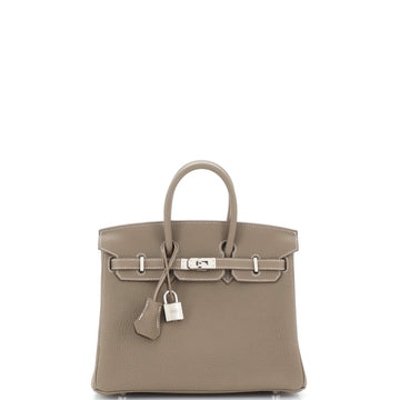 Hermes Birkin Handbag Grey Togo with Palladium Hardware 25