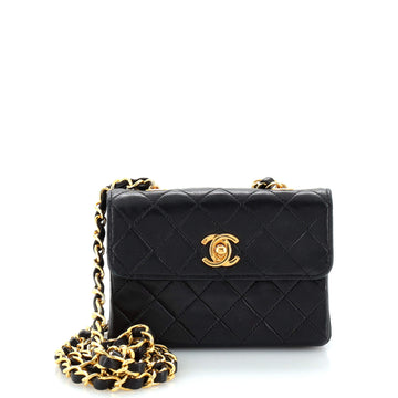 Chanel Vintage CC Chain Flap Bag Quilted Leather Extra Mini
