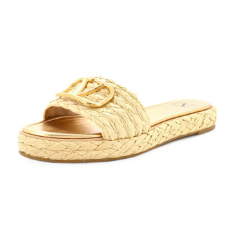 Valentino Garavani Women's VLogo Espadrille Slide Sandals Raffia