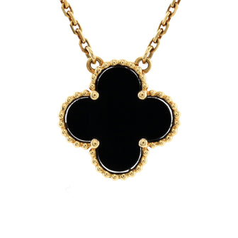 Van Cleef & Arpels Vintage Alhambra Pendant Necklace 18K Yellow Gold and Onyx