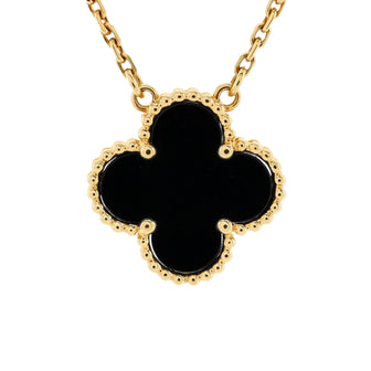 Van Cleef & Arpels Vintage Alhambra Pendant Necklace 18K Yellow Gold and Onyx