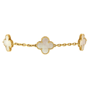 Van Cleef & Arpels Vintage Alhambra 5 Motifs Bracelet 18K Yellow Gold and Mother of Pearl