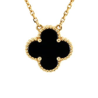 Van Cleef & Arpels Vintage Alhambra Pendant Necklace 18K Yellow Gold and Onyx
