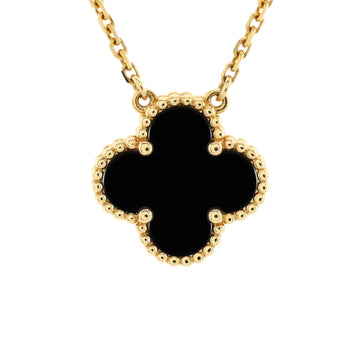 Van Cleef & Arpels Vintage Alhambra Pendant Necklace 18K Yellow Gold and Onyx