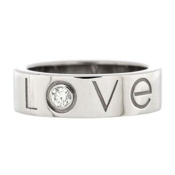 Cartier Engraved Love Band 1 Diamond Ring 18K White Gold and Diamond