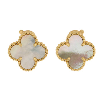 Van Cleef & Arpels Vintage Alhambra Earrings 18K Yellow Gold and Mother of Pearl