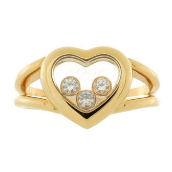 Chopard Happy Diamonds Heart Ring 18k Yellow Gold with 3 Floating Diamonds