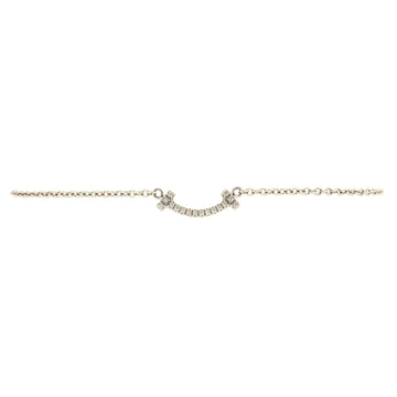 Tiffany & Co. T Smile Chain Bracelet 18K White Gold with Diamonds Mini