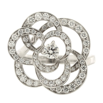 Chanel Fil De Camelia Ring 18K White Gold and Diamonds Medium
