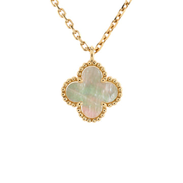 Van Cleef & Arpels Sweet Alhambra Pendant Necklace 18K Yellow Gold and Mother of Pearl