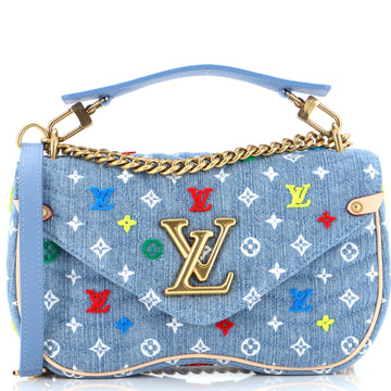 Louis Vuitton New Wave Chain Bag Monogram Embroidered Quilted Denim MM