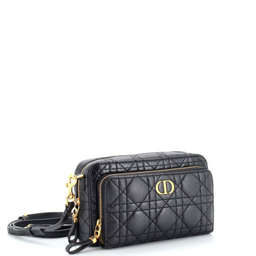 Christian Dior Caro Double Pouch Crossbody Bag Cannage Quilt Calfskin