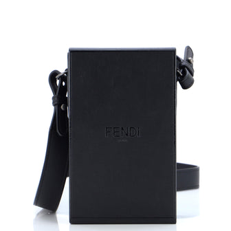 Fendi Logo Vertical Box Crossbody Bag Leather