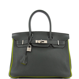 Hermes Birkin Handbag Bicolor Togo with Ruthenium Hardware 30
