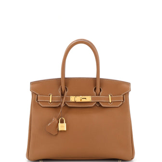 Hermes Birkin Handbag Brown Togo with Gold Hardware 30