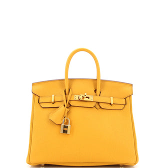 Hermes Birkin Handbag Yellow Togo with Gold Hardware 25