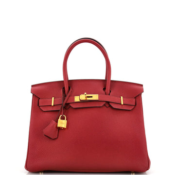 Hermes Birkin Handbag Red Togo with Gold Hardware 30