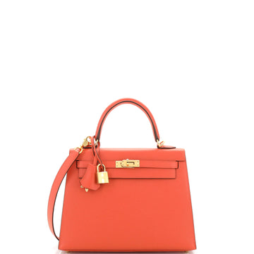 Hermes Kelly Handbag Orange Epsom with Gold Hardware 25