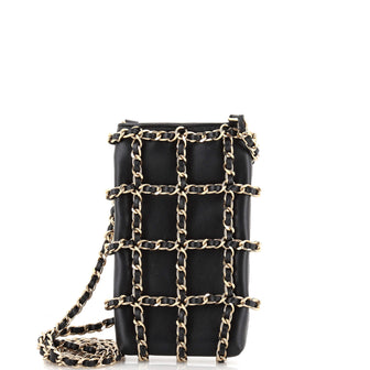 Chanel Chain Frame Phone Clutch with Chain Lambskin