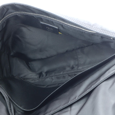 Fendi Baguette Flap Messenger Bag Nylon Large Black 2422058