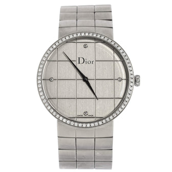 Christian Dior La D De Dior Quartz Watch Stainless Steel with Diamond Bezel and Markers 38
