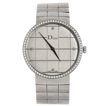 Christian Dior La D De Dior Quartz Watch Stainless Steel with Diamond Bezel and Markers 38