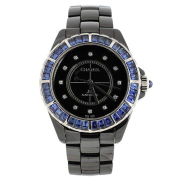 Chanel J12 Automatic Watch Ceramic and White Gold with Sapphire Bezel and Diamond Markers 38