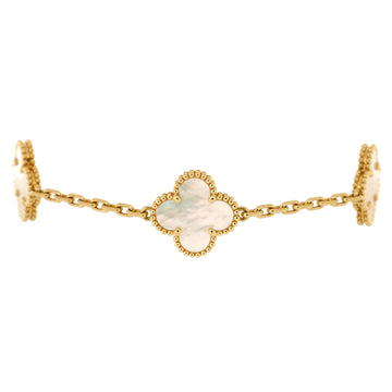 Van Cleef & Arpels Vintage Alhambra 5 Motifs Bracelet 18K Yellow Gold and Mother of Pearl