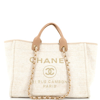 Chanel Deauville Tote Raffia with Glitter Detail Medium