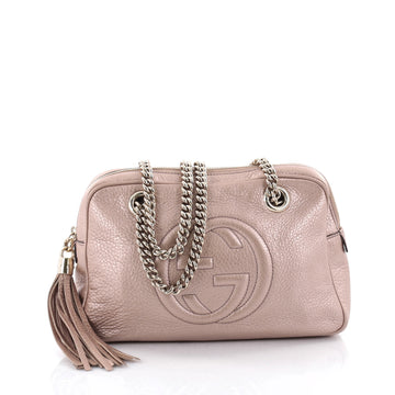 Gucci Soho Chain Zipped Shoulder Bag Leather Small Pink 2423004