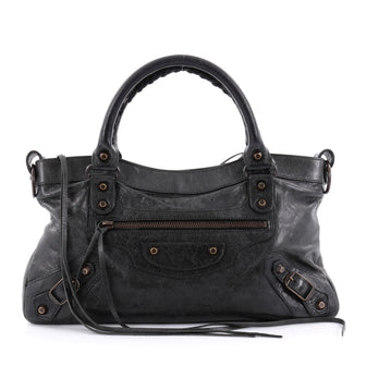 Balenciaga First Classic Studs Handbag Leather Black 2423102