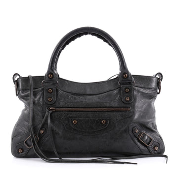 Balenciaga First Classic Studs Handbag Leather Black 2423102