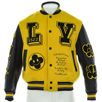 Louis Vuitton Men's Varsity Blouson Jacket Patchwork Leather with Wool