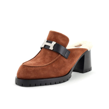 Hermes Women's Flore Mules Suede with Shearling 60