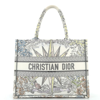 Christian Dior Book Tote Embroidered Canvas Medium