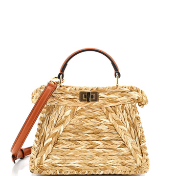 Fendi Peekaboo ISeeU Bag Woven Straw Petite