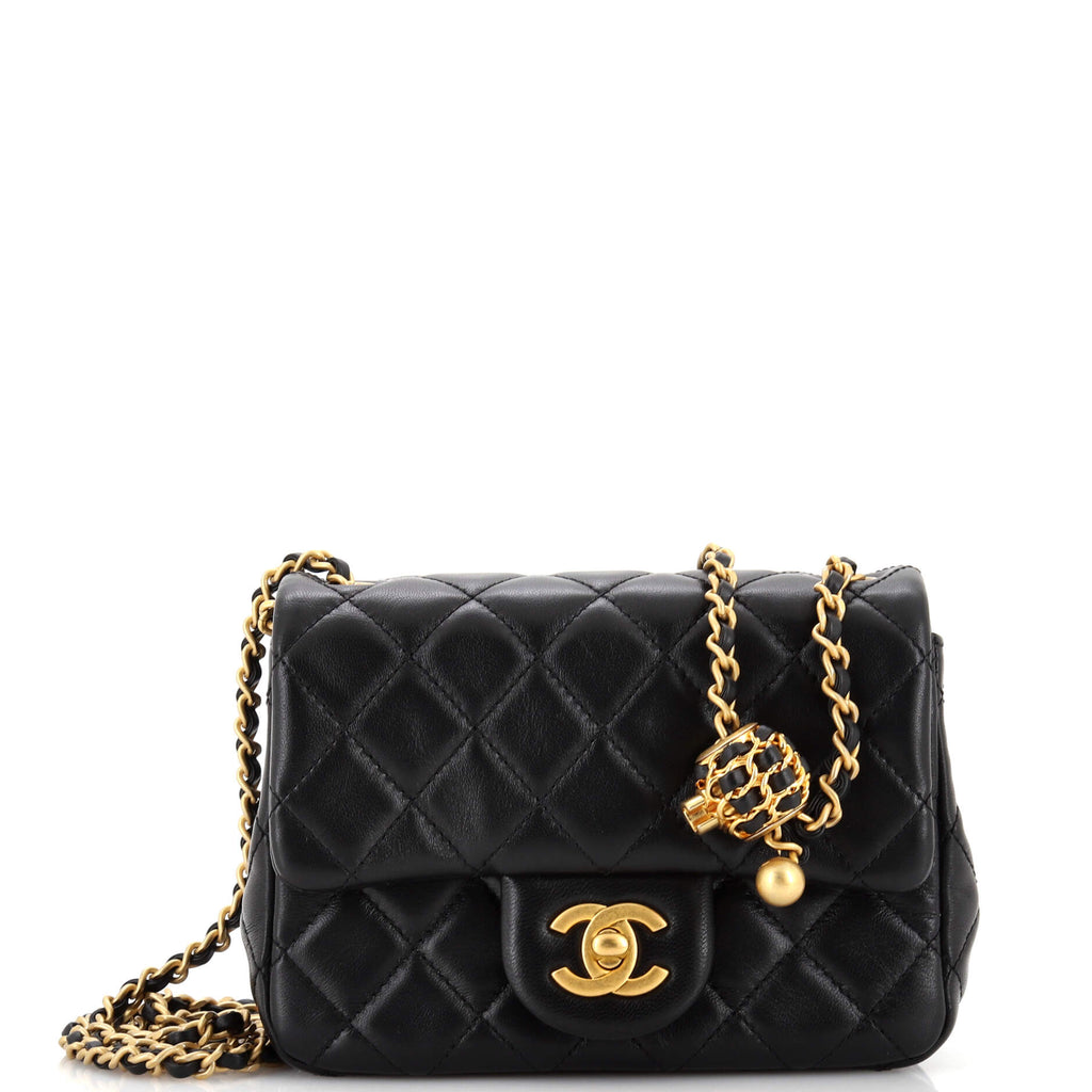 Chanel Pearl Crush Square Flap Bag Quilted Lambskin Mini 242328