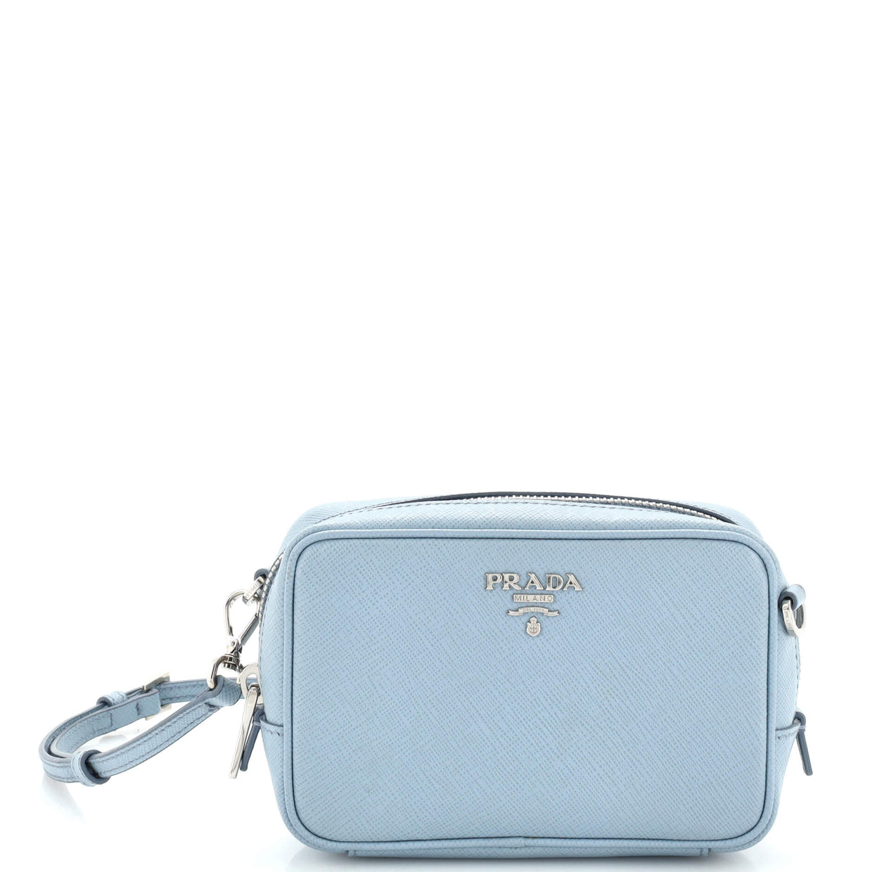 Prada Camera Shoulder Bag Saffiano Leather Mini Blue 2424195