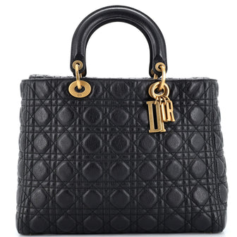 Christian Dior Lady Dior Bag Cannage Quilt Grained Calfskin Large