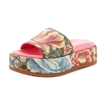 Gucci Women's Angelina Platform Slide Sandals Printed GG Coated Canvas