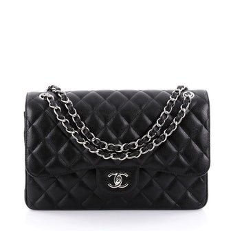 Chanel Classic Double Flap Bag Quilted Caviar Jumbo 2425001