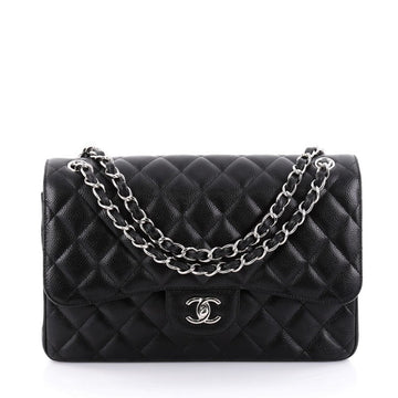 Chanel Classic Double Flap Bag Quilted Caviar Jumbo 2425001