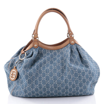 Gucci Sukey Tote GG Denim Large Blue 2425202