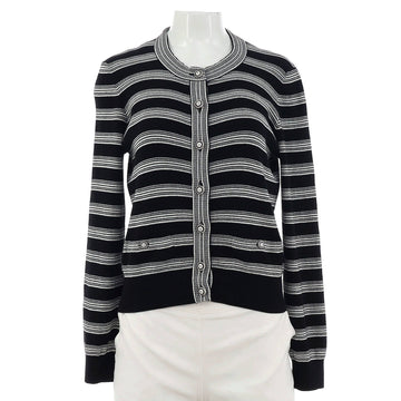 Chanel Women's Striped Crewneck Cardigan Polyamide and Cotton Blend