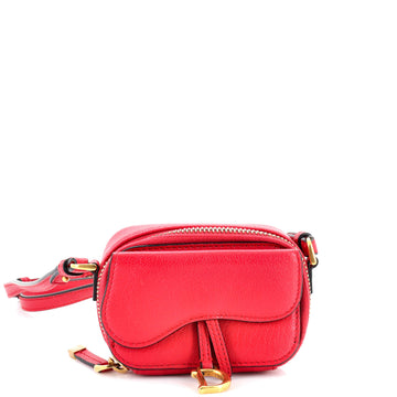 Christian Dior Saddle Shoulder Strap Pouch Goatskin Mini