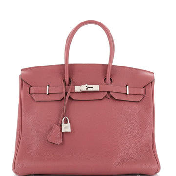 Hermes Birkin Handbag Pink Clemence with Palladium Hardware 35